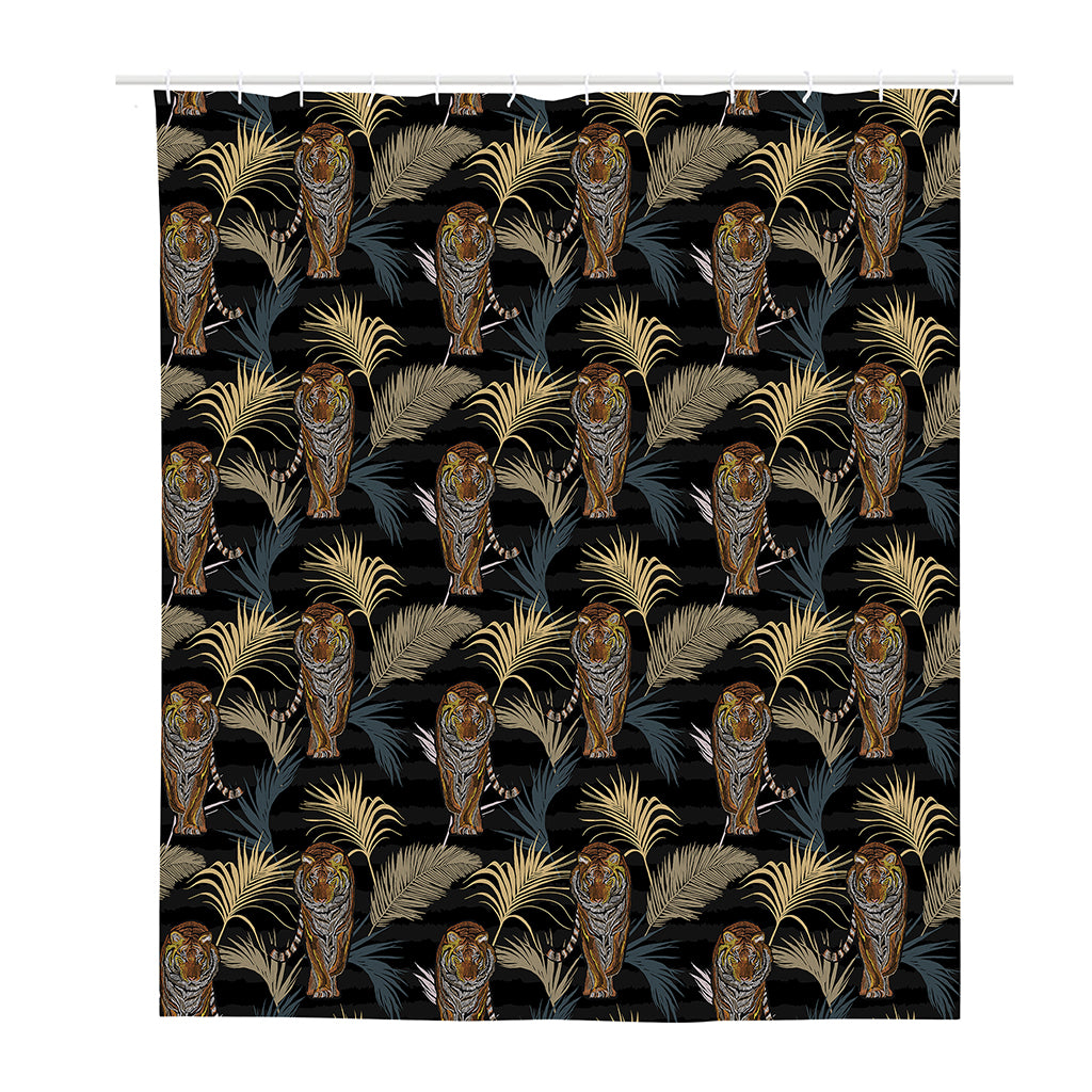 Vintage Tropical Tiger Pattern Print Polyester Shower Curtain