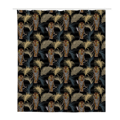 Vintage Tropical Tiger Pattern Print Polyester Shower Curtain