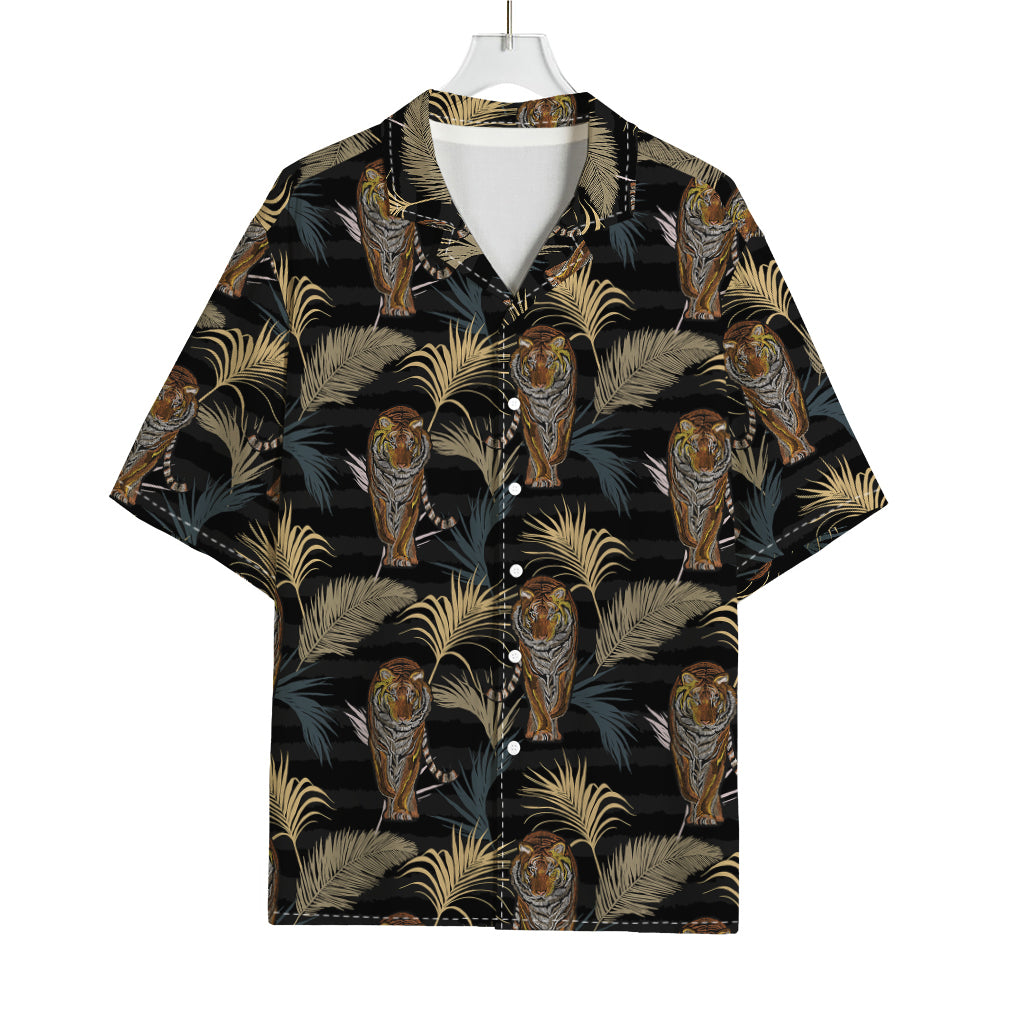 Vintage Tropical Tiger Pattern Print Rayon Hawaiian Shirt