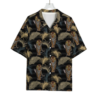 Vintage Tropical Tiger Pattern Print Rayon Hawaiian Shirt