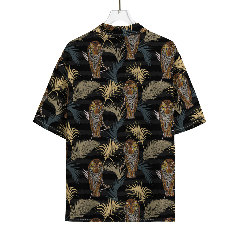 Vintage Tropical Tiger Pattern Print Rayon Hawaiian Shirt