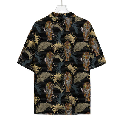 Vintage Tropical Tiger Pattern Print Rayon Hawaiian Shirt