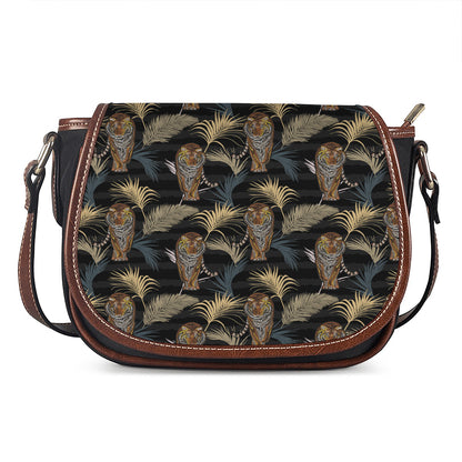 Vintage Tropical Tiger Pattern Print Saddle Bag