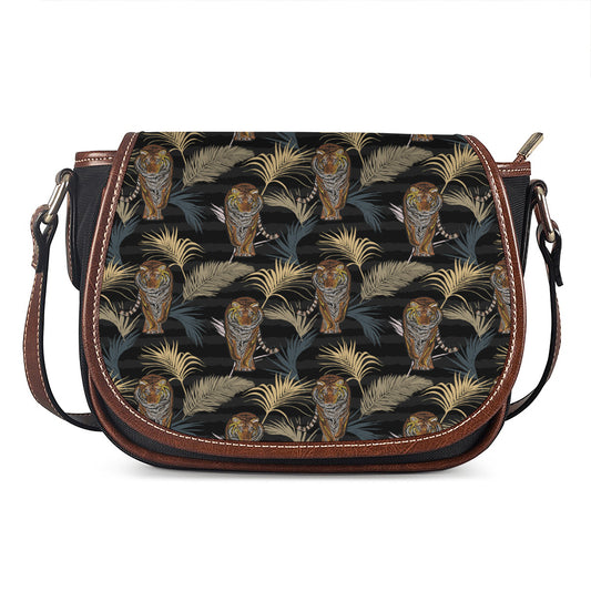 Vintage Tropical Tiger Pattern Print Saddle Bag