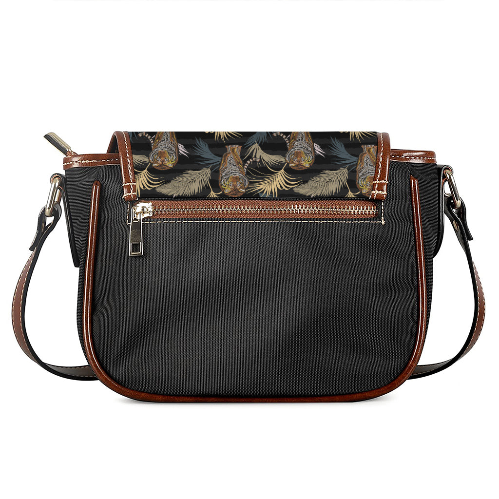 Vintage Tropical Tiger Pattern Print Saddle Bag