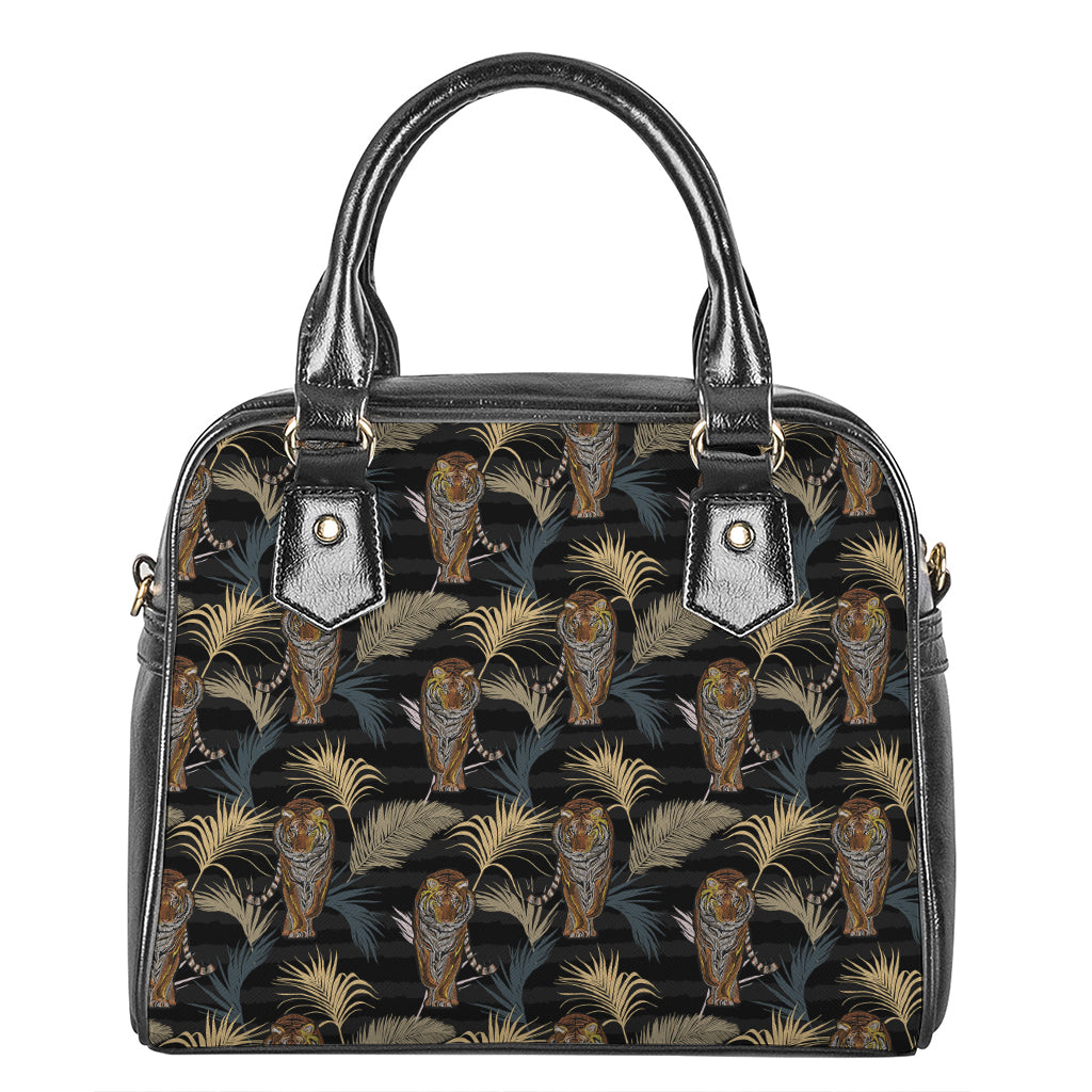 Vintage Tropical Tiger Pattern Print Shoulder Handbag