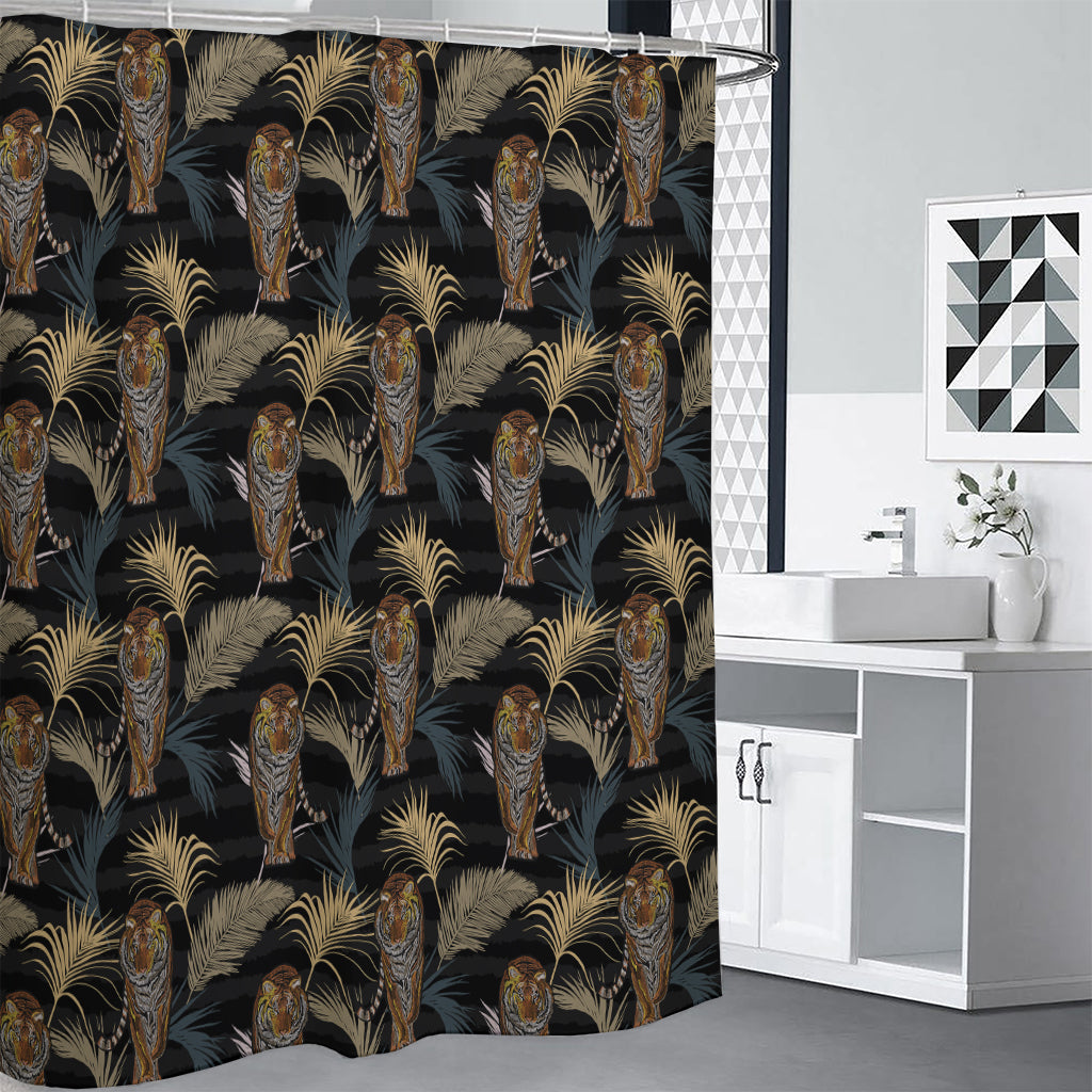 Vintage Tropical Tiger Pattern Print Shower Curtain
