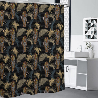 Vintage Tropical Tiger Pattern Print Shower Curtain