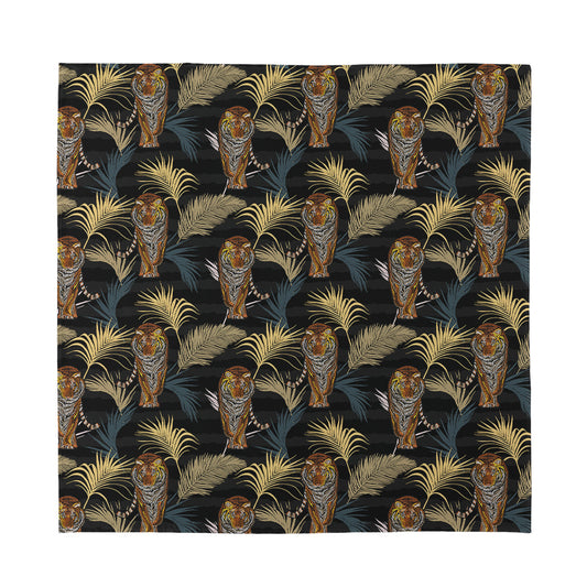 Vintage Tropical Tiger Pattern Print Silk Bandana