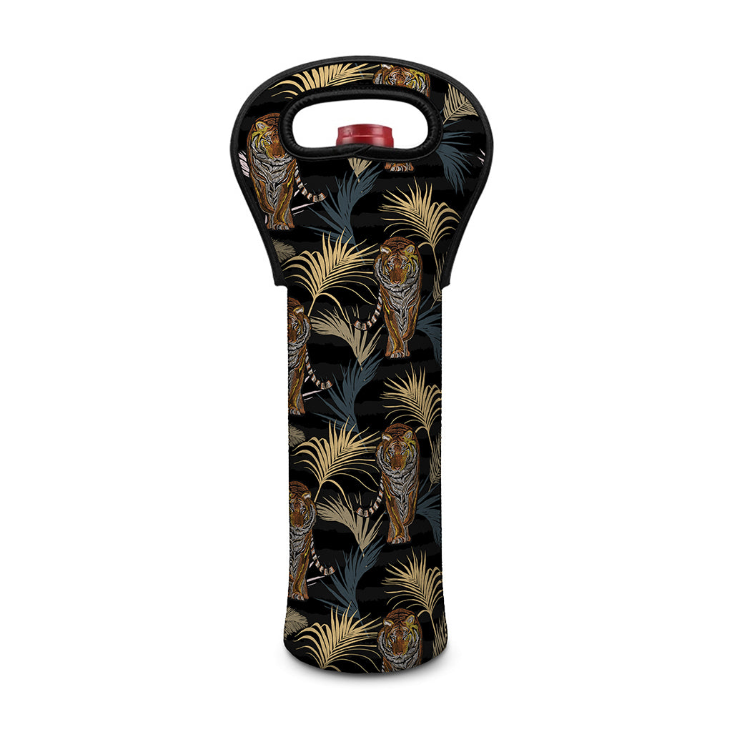 Vintage Tropical Tiger Pattern Print Single Neoprene Wine Tote