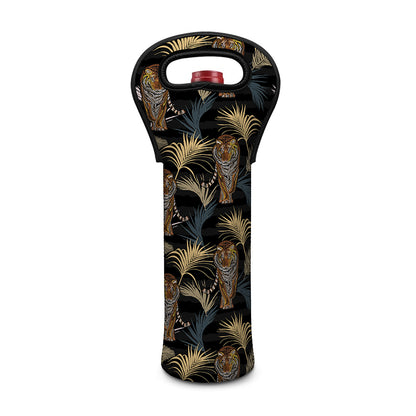 Vintage Tropical Tiger Pattern Print Single Neoprene Wine Tote