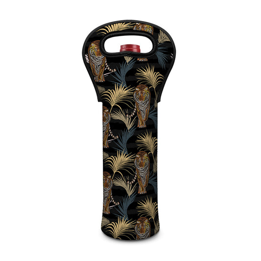 Vintage Tropical Tiger Pattern Print Single Neoprene Wine Tote