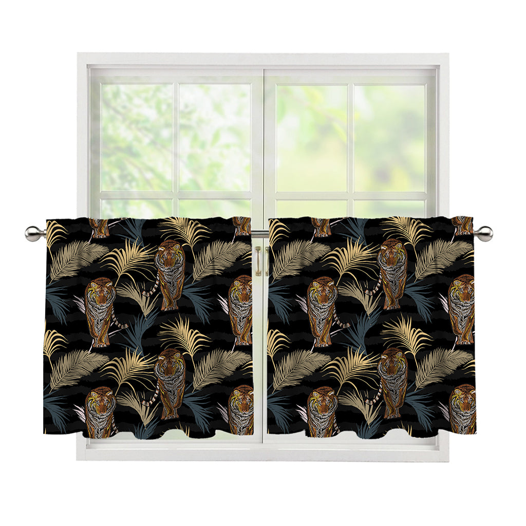 Vintage Tropical Tiger Pattern Print Tier Curtains