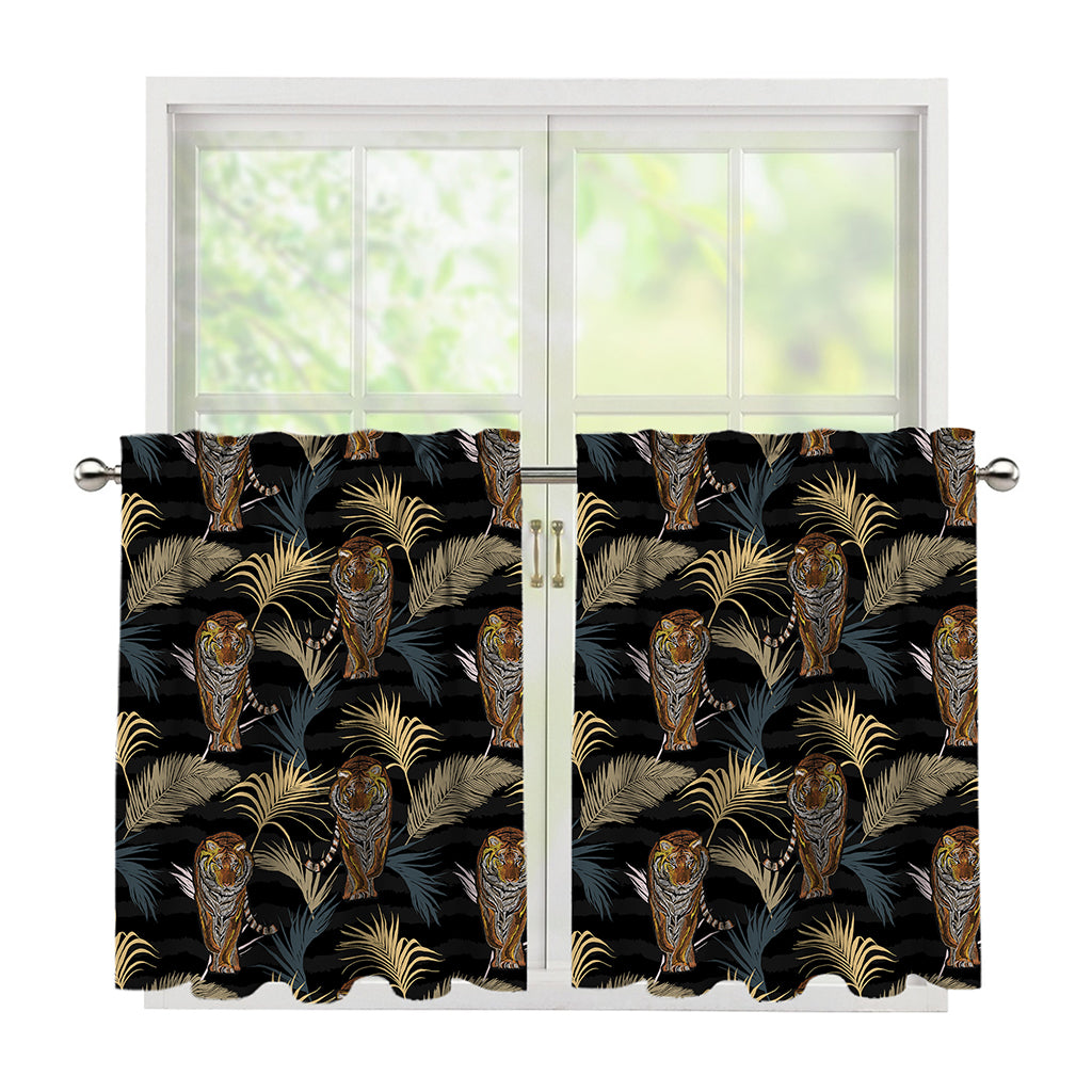 Vintage Tropical Tiger Pattern Print Tier Curtains