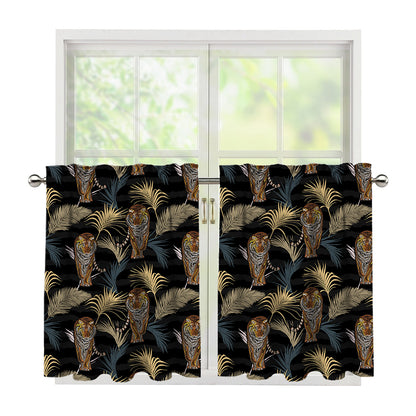 Vintage Tropical Tiger Pattern Print Tier Curtains