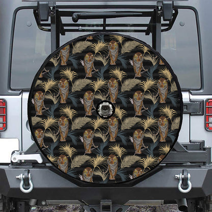 Vintage Tropical Tiger Pattern Print Tire Cover With Camera Hole