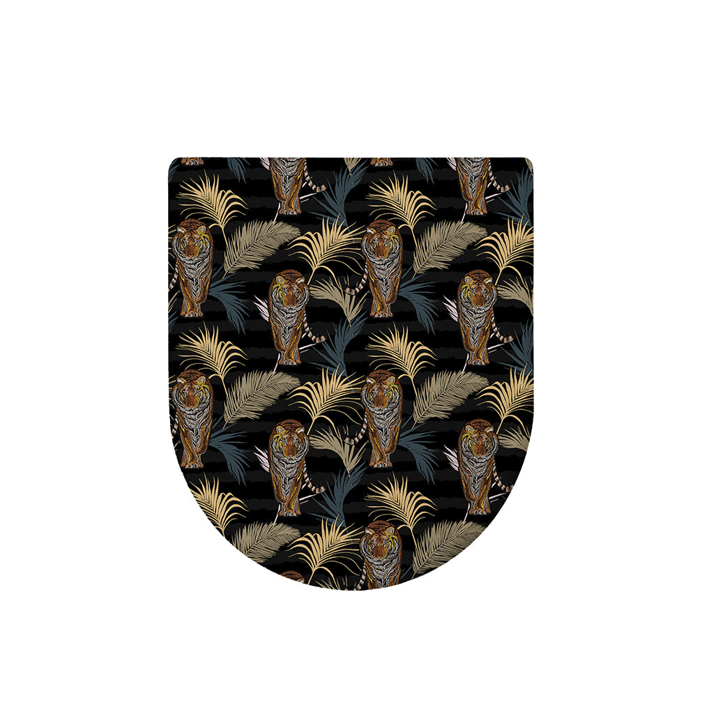 Vintage Tropical Tiger Pattern Print Toilet Lid Cover