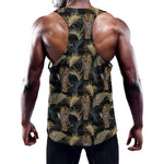 Vintage Tropical Tiger Pattern Print Training Tank Top