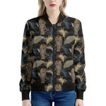 Vintage Tropical Tiger Pattern Print Women's Bomber Jacket