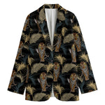 Vintage Tropical Tiger Pattern Print Women's Cotton Blazer