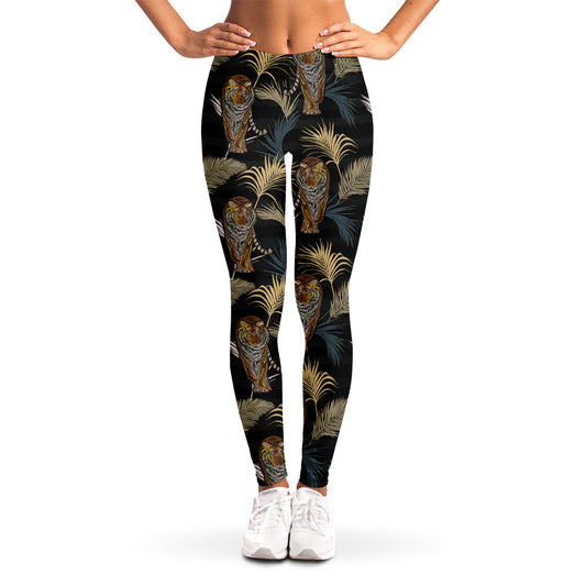 Vintage Tropical Tiger Pattern Print Women's Leggings
