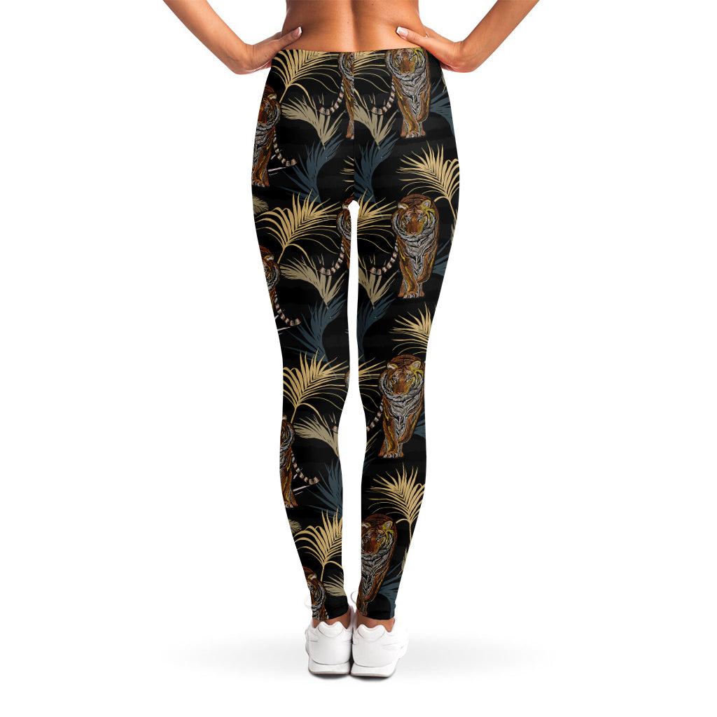Vintage Tropical Tiger Pattern Print Women's Leggings