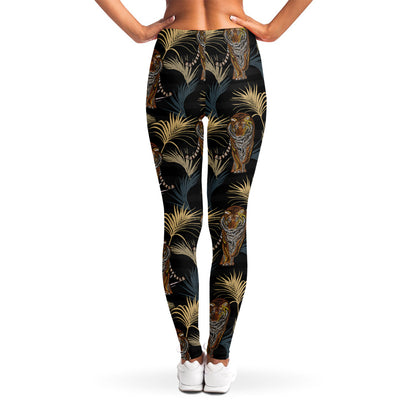 Vintage Tropical Tiger Pattern Print Women's Leggings