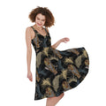 Vintage Tropical Tiger Pattern Print Sleeveless Knee Length Dress