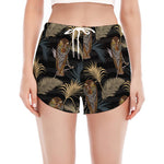 Vintage Tropical Tiger Pattern Print Women's Split Running Shorts