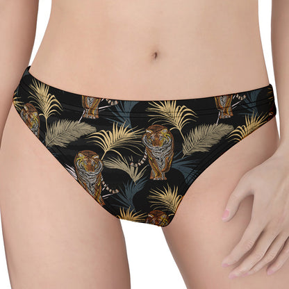 Vintage Tropical Tiger Pattern Print Women's Thong