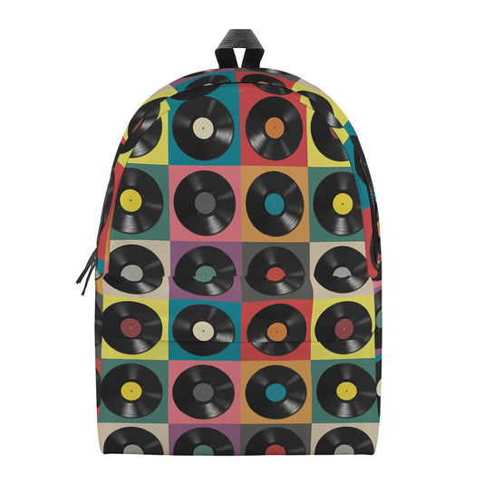 Vintage Vinyl Records Pattern Print Backpack