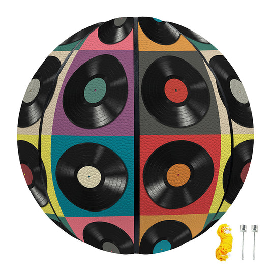 Vintage Vinyl Records Pattern Print Basketball