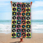 Vintage Vinyl Records Pattern Print Beach Towel
