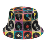 Vintage Vinyl Records Pattern Print Bucket Hat