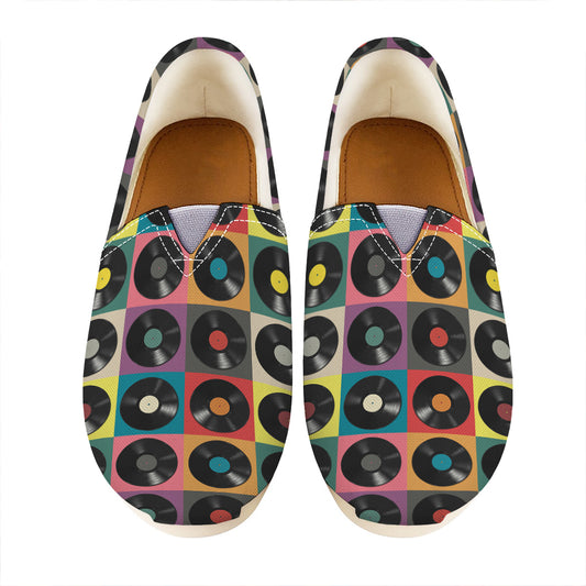 Vintage Vinyl Records Pattern Print Casual Shoes