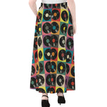 Vintage Vinyl Records Pattern Print Chiffon Maxi Skirt