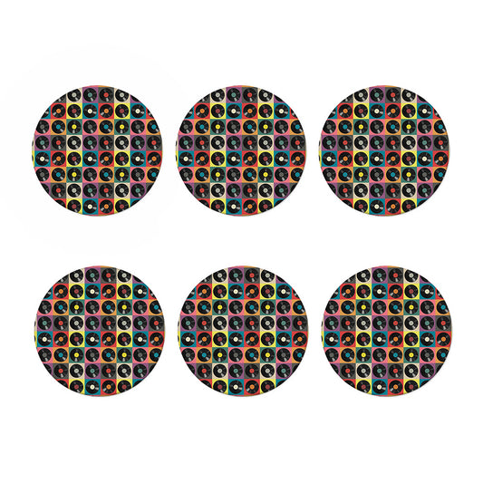 Vintage Vinyl Records Pattern Print Coaster Set