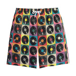 Vintage Vinyl Records Pattern Print Cotton Shorts
