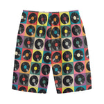 Vintage Vinyl Records Pattern Print Cotton Shorts