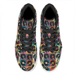 Vintage Vinyl Records Pattern Print High Top Leather Sneakers