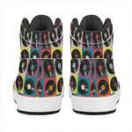 Vintage Vinyl Records Pattern Print High Top Leather Sneakers