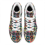 Vintage Vinyl Records Pattern Print High Top Leather Sneakers