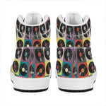 Vintage Vinyl Records Pattern Print High Top Leather Sneakers
