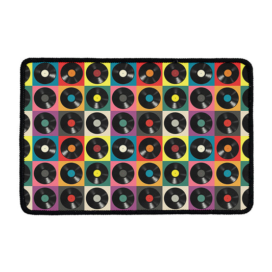 Vintage Vinyl Records Pattern Print Kitchen Mat