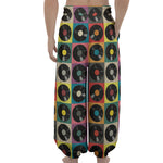 Vintage Vinyl Records Pattern Print Lantern Pants