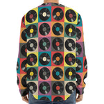 Vintage Vinyl Records Pattern Print Long Sleeve Baseball Jersey