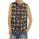 Vintage Vinyl Records Pattern Print Men's Fitness Tank Top