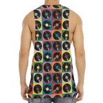 Vintage Vinyl Records Pattern Print Men's Muscle Tank Top
