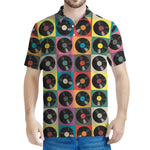 Vintage Vinyl Records Pattern Print Men's Polo Shirt