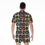Vintage Vinyl Records Pattern Print Men's Rompers